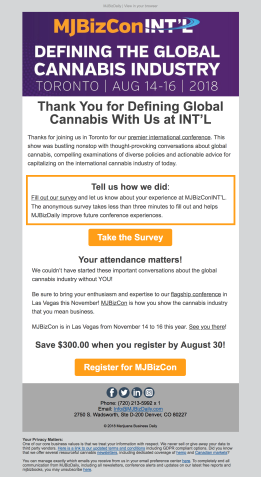 (EVENT) INT'L post-show survey for attendees and promo to MJBizCon